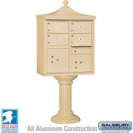 Regency Decorative Cluster Box Unit 4 C Doors, 2 Parcel Lockers, Type V, Sandstone