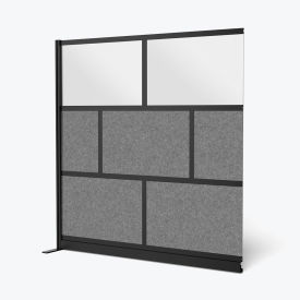 Modular Room Divider Wall, Frosted Acrylic, 70"W x 70"H, Add-On, Black/Gray