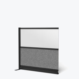 Modular Wall Room Divider, Frosted Window, 53"W x 48"H, Add-On, Black/Gray