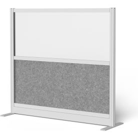 Modular Wall Room Divider, Frosted Window, 53"W x 48"H, Starter, Silver/Gray