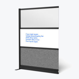 Modular Wall Room Divider, Frosted Acrylic with Whiteboard, Wide Panel, 53"W x 70"H, Add-On