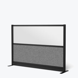 Modular Wall Room Divider, Frosted Window, Wide Panel, 70"W x 48"H, Starter, Black/Gray