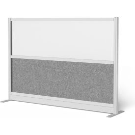 Modular Wall Room Divider, Frosted Window, 70"W x 48"H, Starter, Silver/Gray