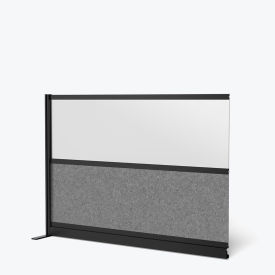 Modular Wall Room Divider, Frosted Window, 70"W x 48"H, Add-On, Black/Gray