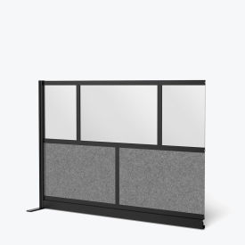 Modular Wall Room Divider, Frosted Acrylic, 70"W x 48"H, Add-On, Black/Gray
