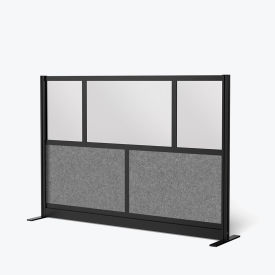 Modular Wall Room Divider, Frosted Window, Narrow Panel, 70"W x 48"H, Starter, Black/Gray