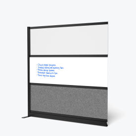 Modular Wall Room Divider, Frosted Acrylic with Whiteboard, Wide Panel, 70"W x 70"H, Add-On
