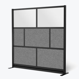 Modular Wall Room Divider, Frosted Window, 70"W x 70"H, Starter, Black/Gray