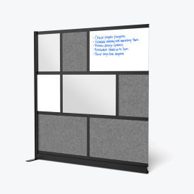 Modular Wall Room Divider, Frosted Acrylic with Whiteboard, Narrow Panel, 70"W x 70"H, Add-On