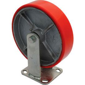 Rigid Caster 8" Dia. x 2"W, 771 lb Capacity, Polyurethane, Red