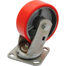 Swivel Caster 5" Dia. x 2"W, 551 lb. Capacity, Polyurethane, Red
