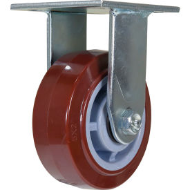 Rigid Caster 5" Dia x 2"W, 600 lb. Capacity, Polyurethane, Maroon/Gray