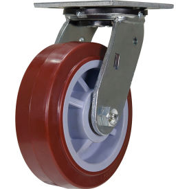 Swivel Caster 6" Dia. x 2"W, 720 lb. Capacity, Polyurethane, Maroon/Gray