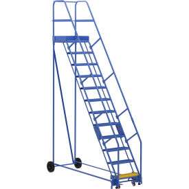 12 Step Steel Rolling Ladder, 58 Degree, 24"W Grip Strut Step, 97-1/2"L, 350 lb. Cap.