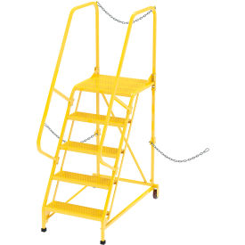 5 Step Semi-Trailer Access Ladder, Perforated, 350 lb Capacity, Yellow