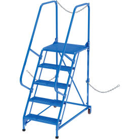 5 Step Semi-Trailer Access Ladder, Perforated, 350 lb Capacity, Blue