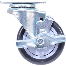 Swivel Caster 4" Dia x 1-1/4"W with Top Lock, 350 lb. Capacity, Polyurethane/Polyolefin