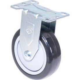 Rigid Caster 4" Dia x 1-1/4"W, 350 lb Capacity, Polyurethane/Polyolefin, Black/Gray