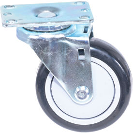 Swivel Caster 4" Dia x 1-1/4"W, 350 lb. Capacity, Polyurethane/Polyolefin, Black/Gray