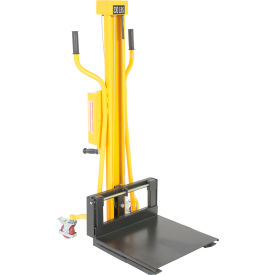 Swivel Caster 4" Dia x 1"W, Portable Hand Winch Lifter 330 lb. Cap., Steel, Yellow/Black