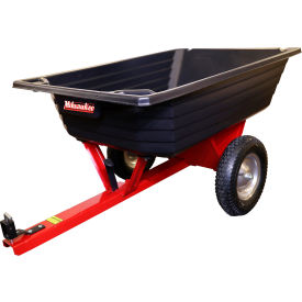 Dual Wheel Poly Dump Cart, 10 Cu. Ft., 650 lb. Cap., Black/Red