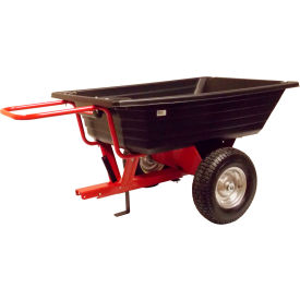 Dual Wheel Push/Pull Poly Dump Cart, 10 Cu. Ft., 800 lb. Cap., Black/Red
