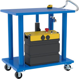 Steel DC Powered Hydraulic Post Table, 24''W x 36''L Platform, 2000 lb. Capacity, Blue