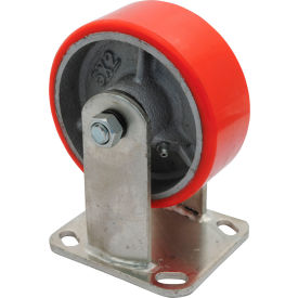Rigid Caster 5" Dia. x 2"W, 661 lb. Capacity, Polyurethane, Red