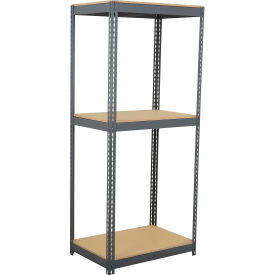 3 Shelf, Heavy Duty Boltless Shelving, Starter, 60"Wx30"Dx120"H, Wood Deck
