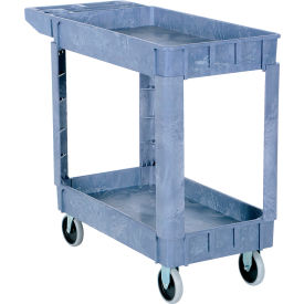 Utility Service Cart w/2 Shelves, 550 lb Capacity, 40"L x 18-1/2"W x 33-1/2"H, Gray