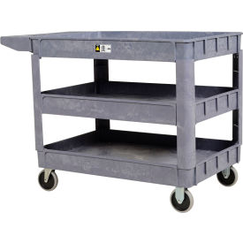 Utility Service Cart w/3 Shelves, 550 lb Capacity, 45"L x 25-1/2"W x 33-1/2"H, Gray