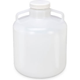 Carboy, Round w/Handles, Wide Mouth, White Screwcap, Autoclavable, 15 Liter