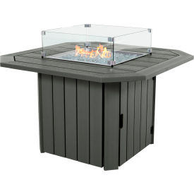 Oasis Fire Pit Table, 40"L x 40"W x 30-1/2"H, Coastal Teak