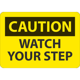 Safety Sign, Caution Watch Your Step, 7" x 10", Plastic