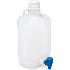 Carboy, Round with Spigot & Handles, White PP Screwcap, Autoclavable, 5 Liter