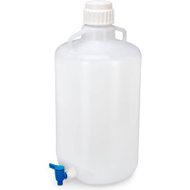Carboy, Round with Spigot & Handles, LDPE, White PP Screwcap, 25 Liter