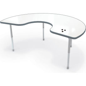 Hierarchy Activity Kidney Table, Porcelain Steel Top, Platinum Legs