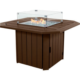 Oasis Fire Pit Table, 40"L x 40"W x 30-1/2"H, Weathered Acorn