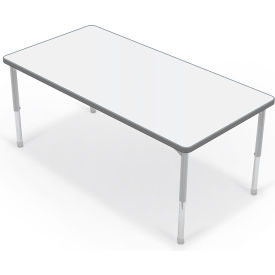 Hierarchy Activity Rectangle Table, Porcelain Steel Top, Platinum Legs