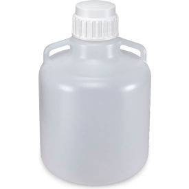 Carboy, Round with Handles, HDPE, White PP Screwcap, 10 Liter