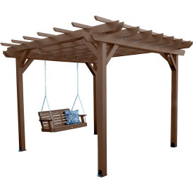 Bodhi 12' x 12' Pergola with 5' Weatherly Porch Swing, Weathered Acorn