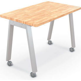 Compass Makerspace Table, 36"L x 60"W x 42-5/8"H, Butcher Block Top