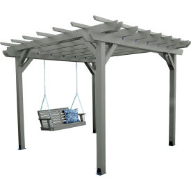 Bodhi 12' x 12' Pergola with 5' Weatherly Porch Swing, Coastal Teak