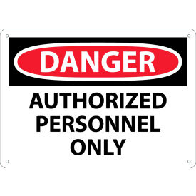 Safety Sign, Danger Authorized Personnel Only, 10" x 14", Adhesive Poly