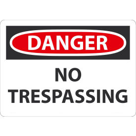 Safety Sign, Danger No Trespassing, 7" x 10", Aluminum