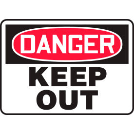 Safety Sign, Danger Keep Out, 7" x 10", Plastic