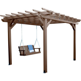 Bodhi 10' x 12' Pergola with 5' Lehigh Porch Swing, Weathered Acorn