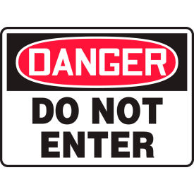 Safety Sign, Danger Do Not Enter, 7" x 10", Adhesive Poly