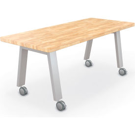 7230 Compass Makerspace Table, 30"L x 72"W x 29-5/8"H, Butcher Block Top