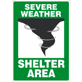 Safety Sign, Severe Weather Shelter Area, 14" x 10", Plastic